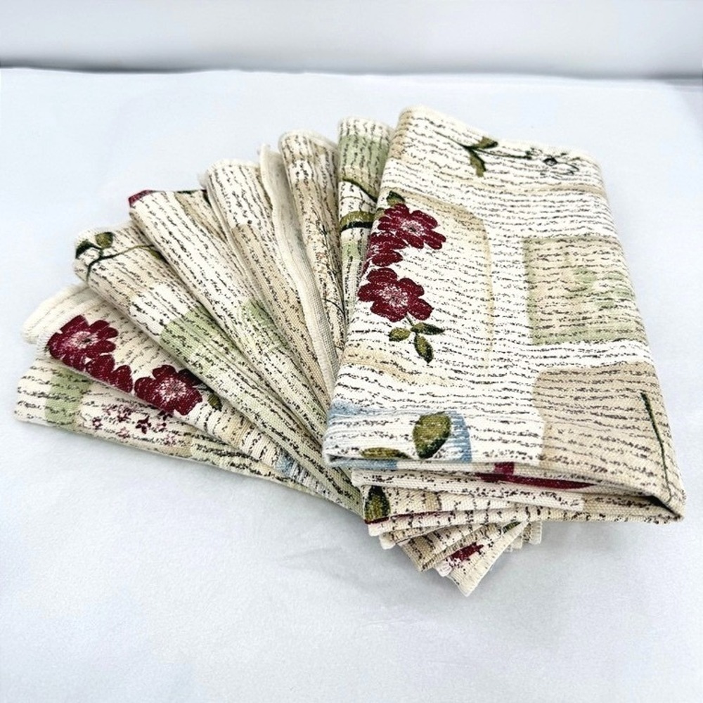 Cloth Napkins Set of 8 Floral Leaf Tapestry Cottagecore Shabby Chic Table Linens